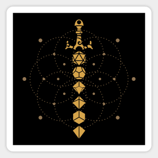 Dungeon Armory's Gold Sacred Symbols Polyhedral Dice Sword Tabletop RPG Addict Magnet